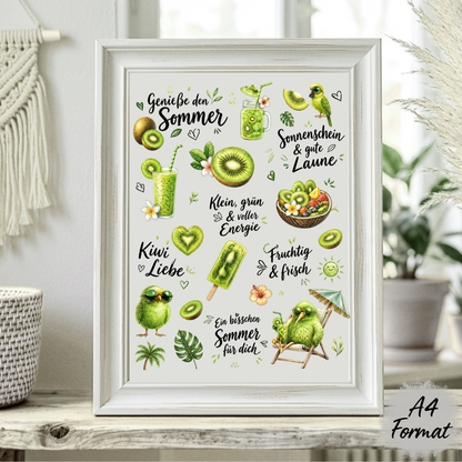 Rub On randlos •Kiwi im Glück• A4 Bogen
