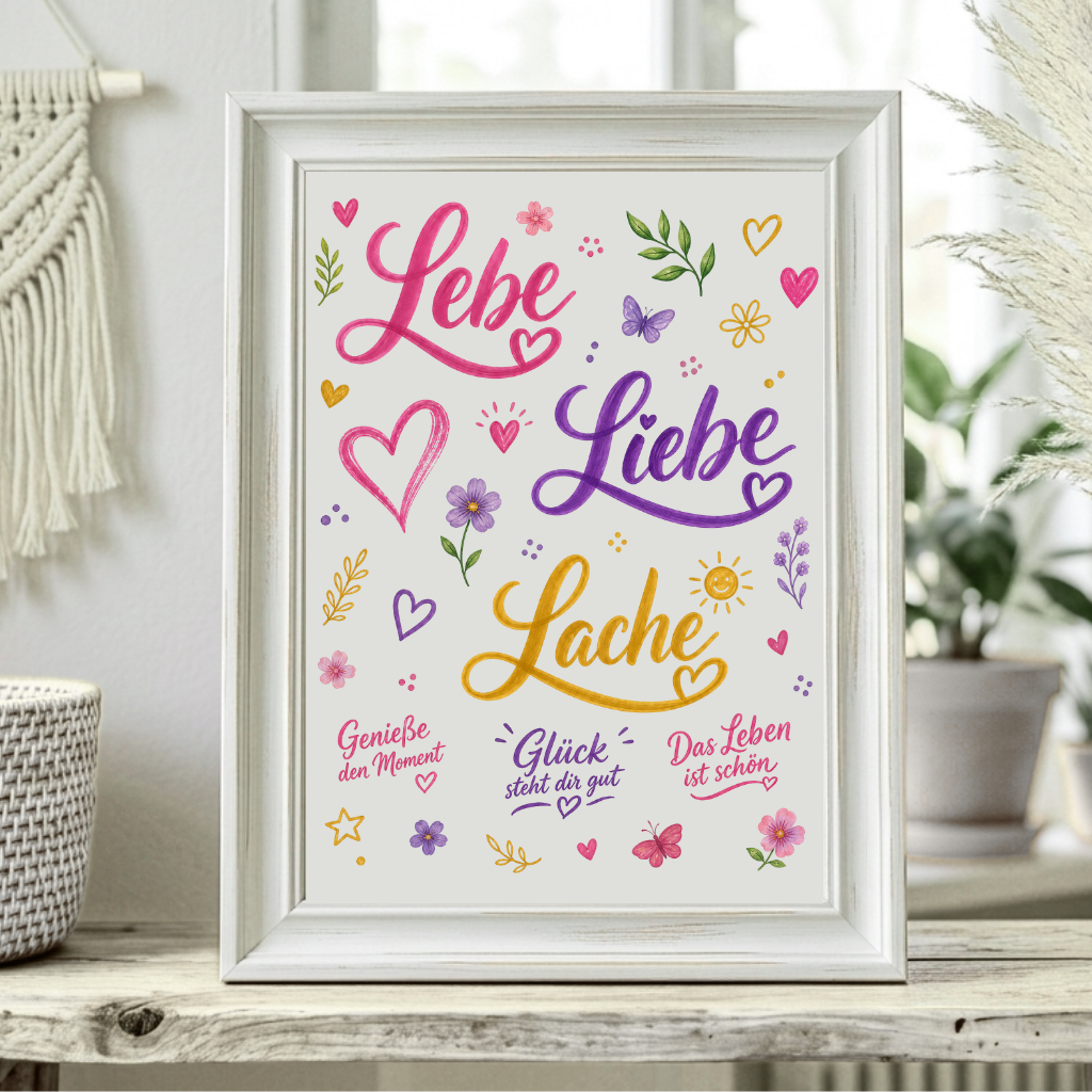 Rub On randlos • Lebe Liebe Lache• A5 Bogen  •070•