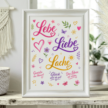 Rub On randlos • Lebe Liebe Lache• A5 Bogen  •070•