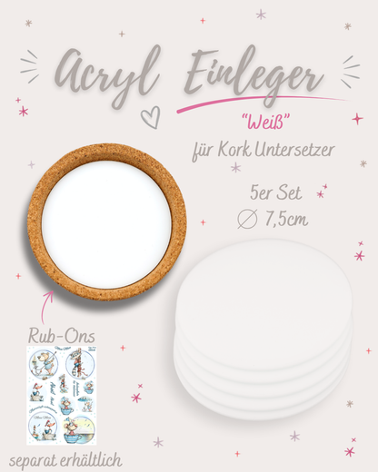 Acryl Einleger "Weiß"  5er Set ø7,5