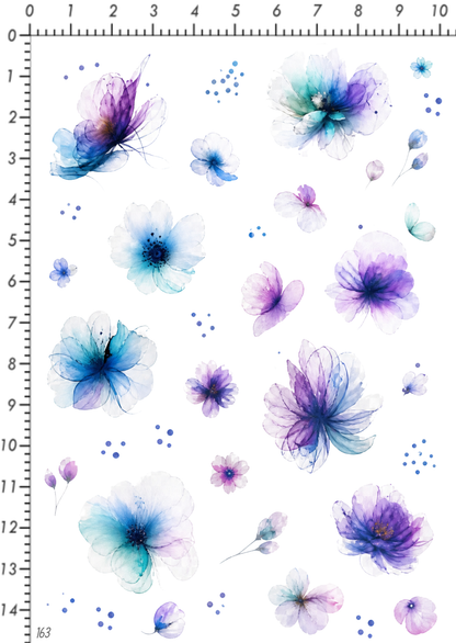 Rub On randlos •Aquarell Blumen blau/lila•163•
