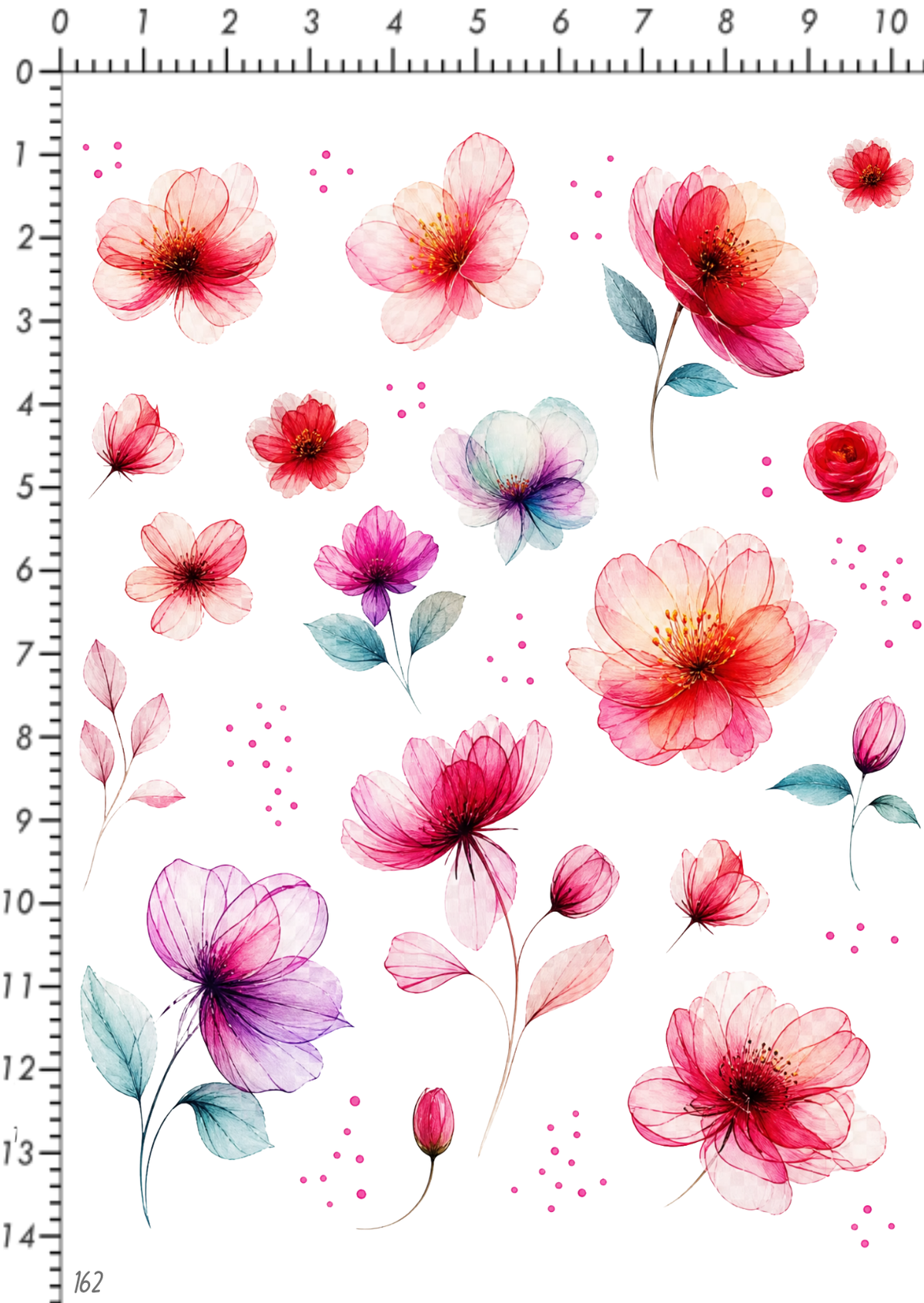 Rub On randlos •Aquarell Blumen•162•