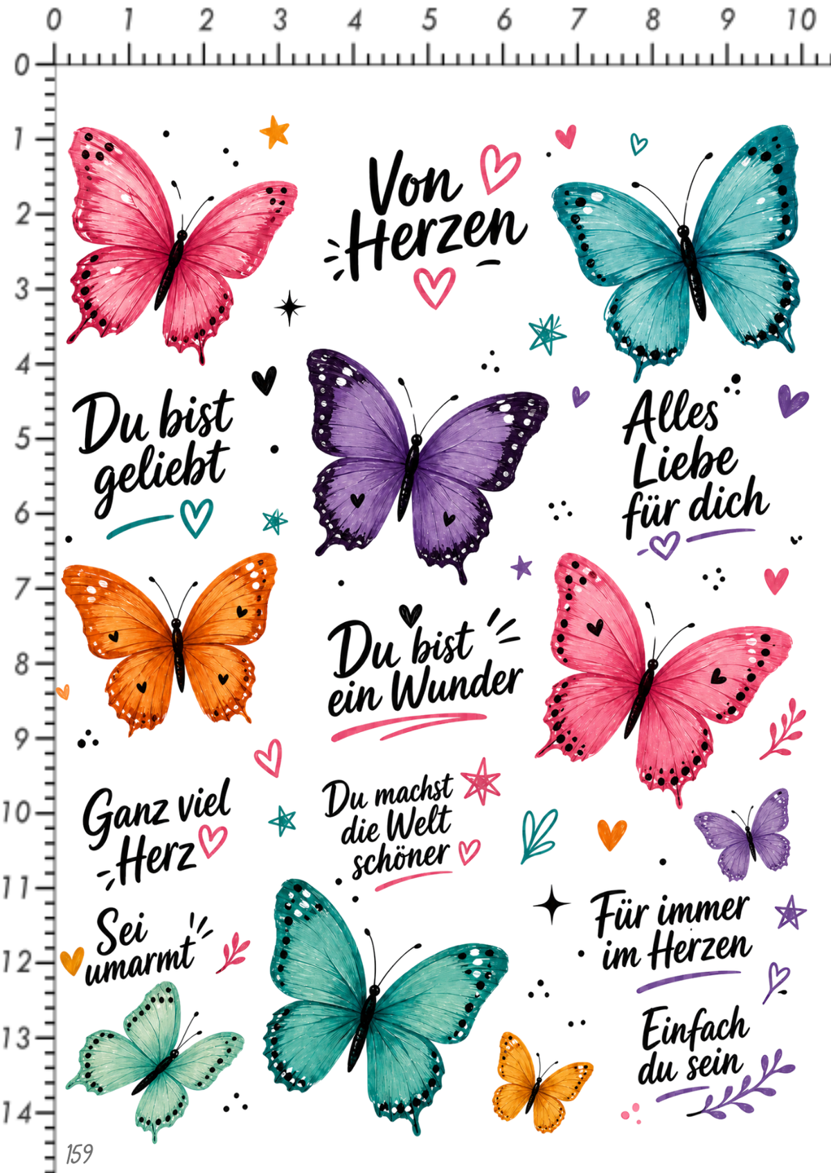 Rub On randlos •Schmetterlinge Candy Color•159•