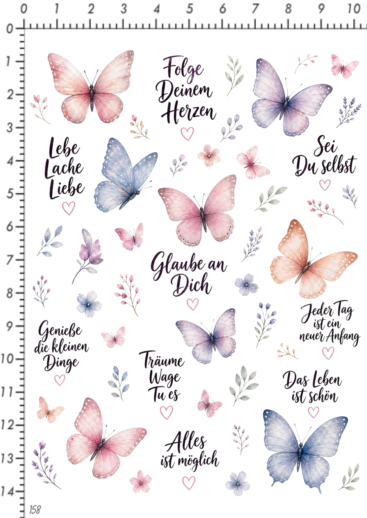Rub On randlos •Schmetterlinge Lavendel/Pastell-Violett•158•