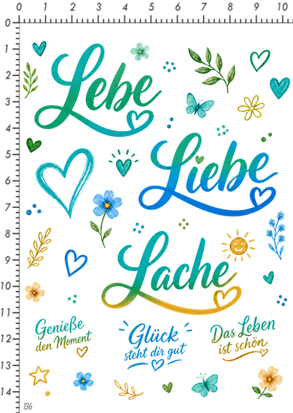 Rub On randlos •Lebe Liebe Lache • •136•