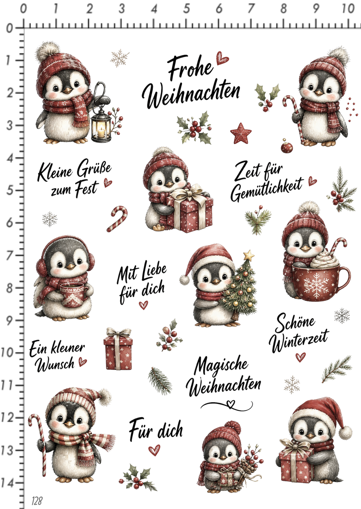 Rub On randlos •Winter Pinguin• •128•