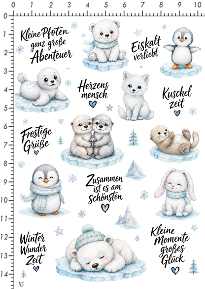 Rub On randlos •Frostige Tiere• •115•