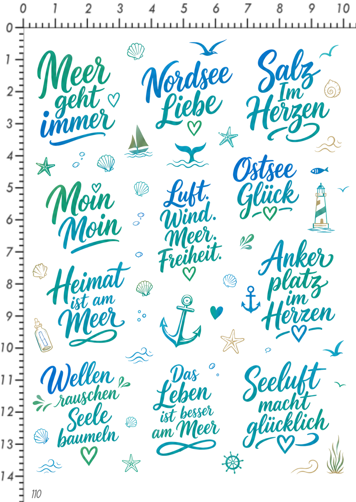 Rub On randlos •Sprüche Meer• •110•