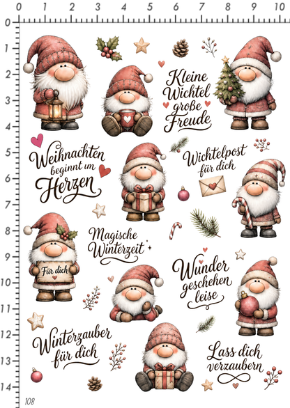 Rub On randlos •Weihnachtswichtel• •108•
