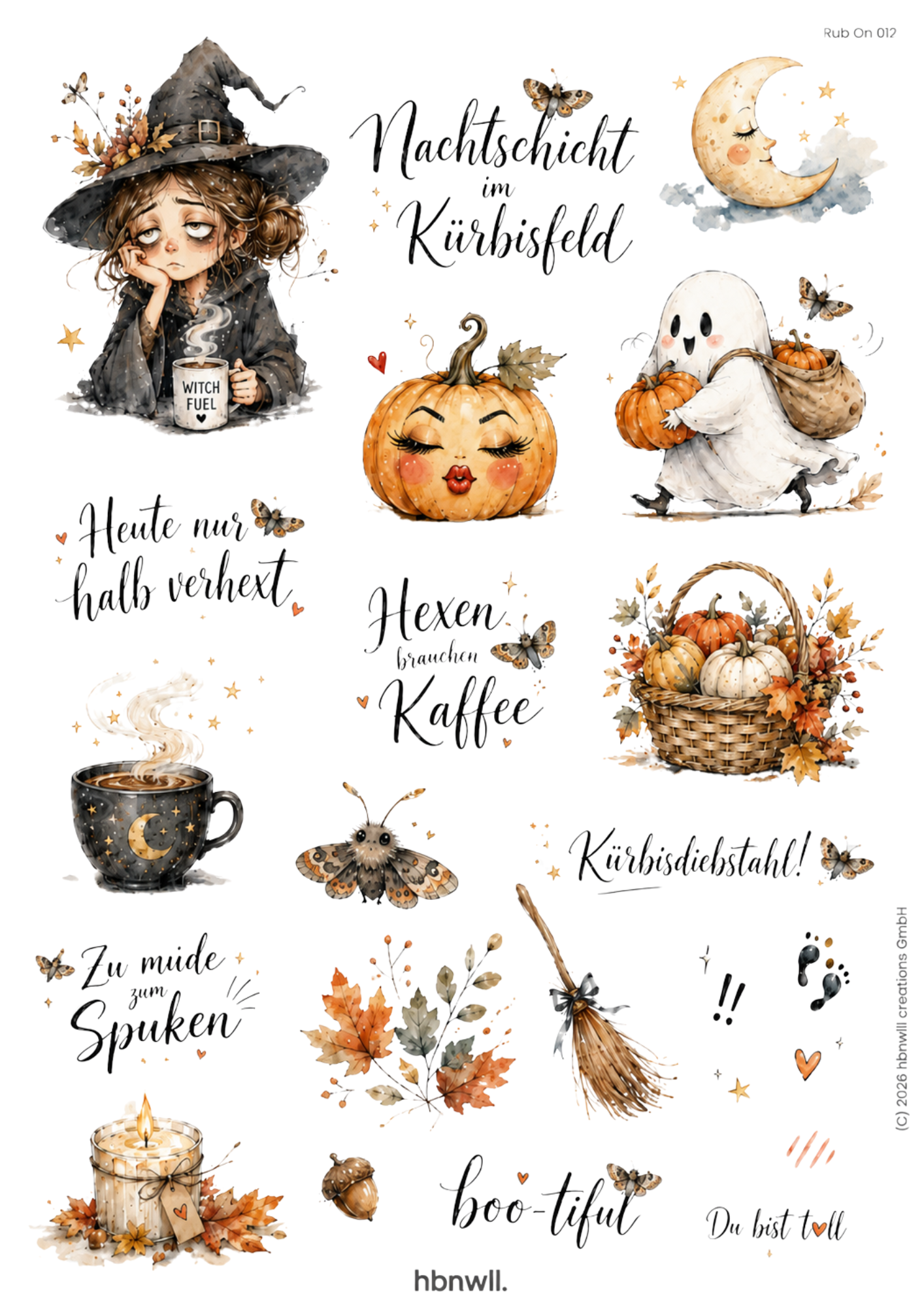 Rub On randlos •Freches Halloween• A4 Bogen