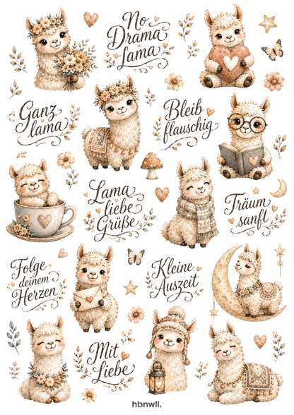 Rub On randlos •Lama Liebe • A4 Bogen