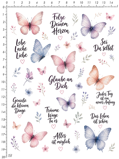 Rub On randlos •Schmetterlinge Lavendel/Pastell-Violett•158•
