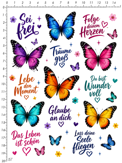 Rub On randlos •Schmetterlinge Regenbogen• •157•