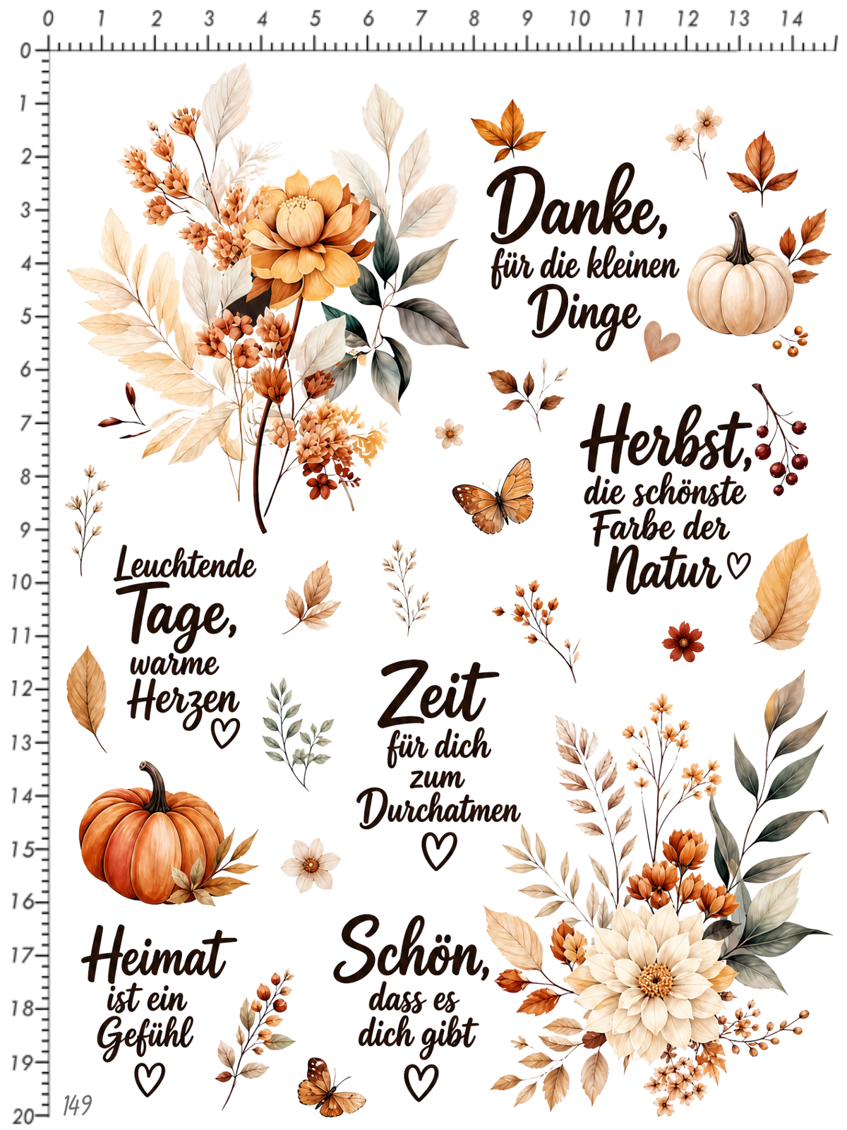 Rub On randlos •Herbst Blume• •149•