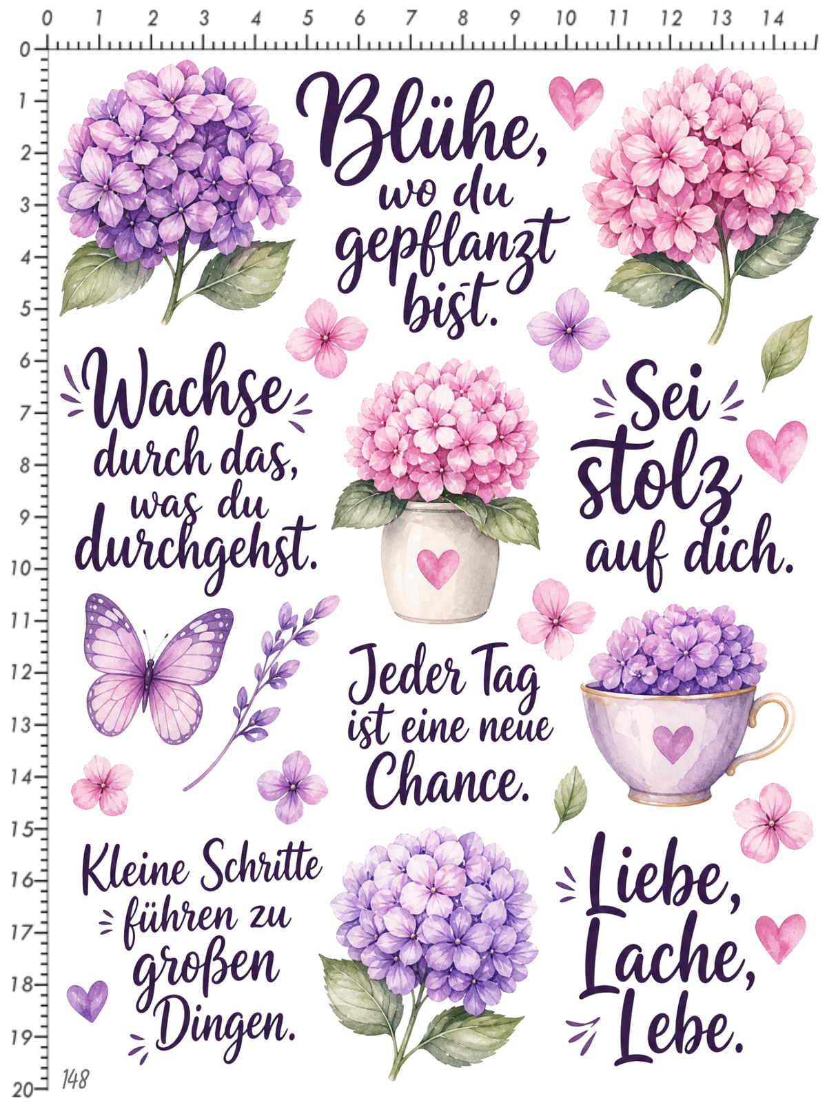 Rub On randlos •Hortensien Liebe• •148•