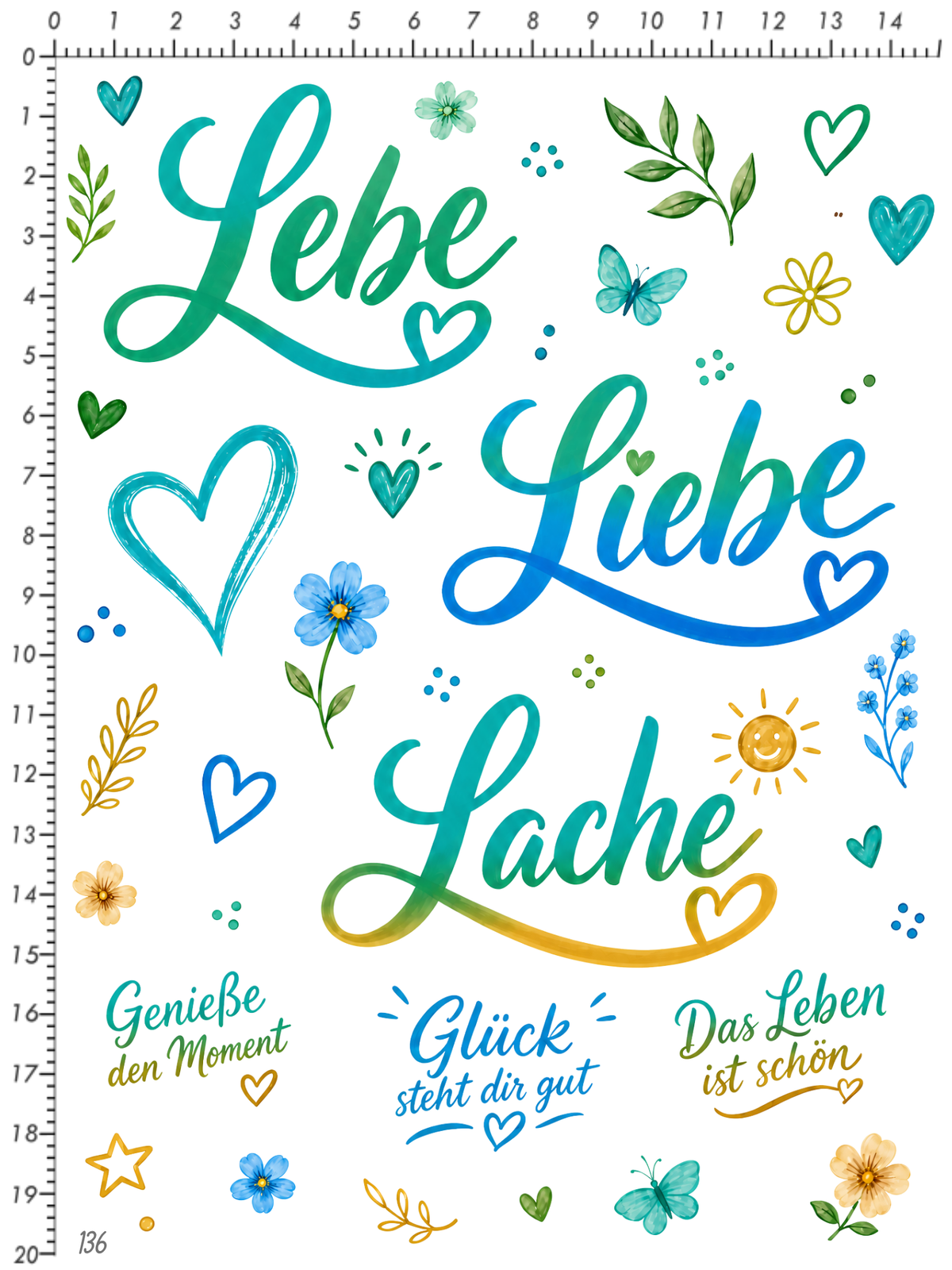 Rub On randlos •Lebe Liebe Lache • •136•