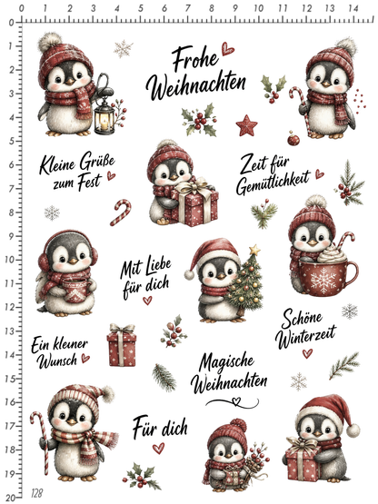 Rub On randlos •Winter Pinguin• •128•