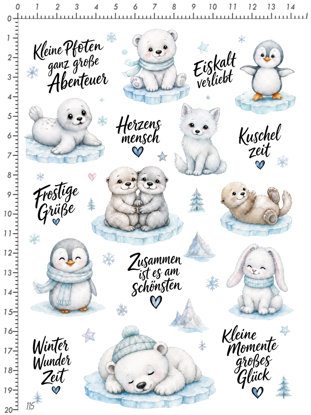 Rub On randlos •Frostige Tiere• •115•