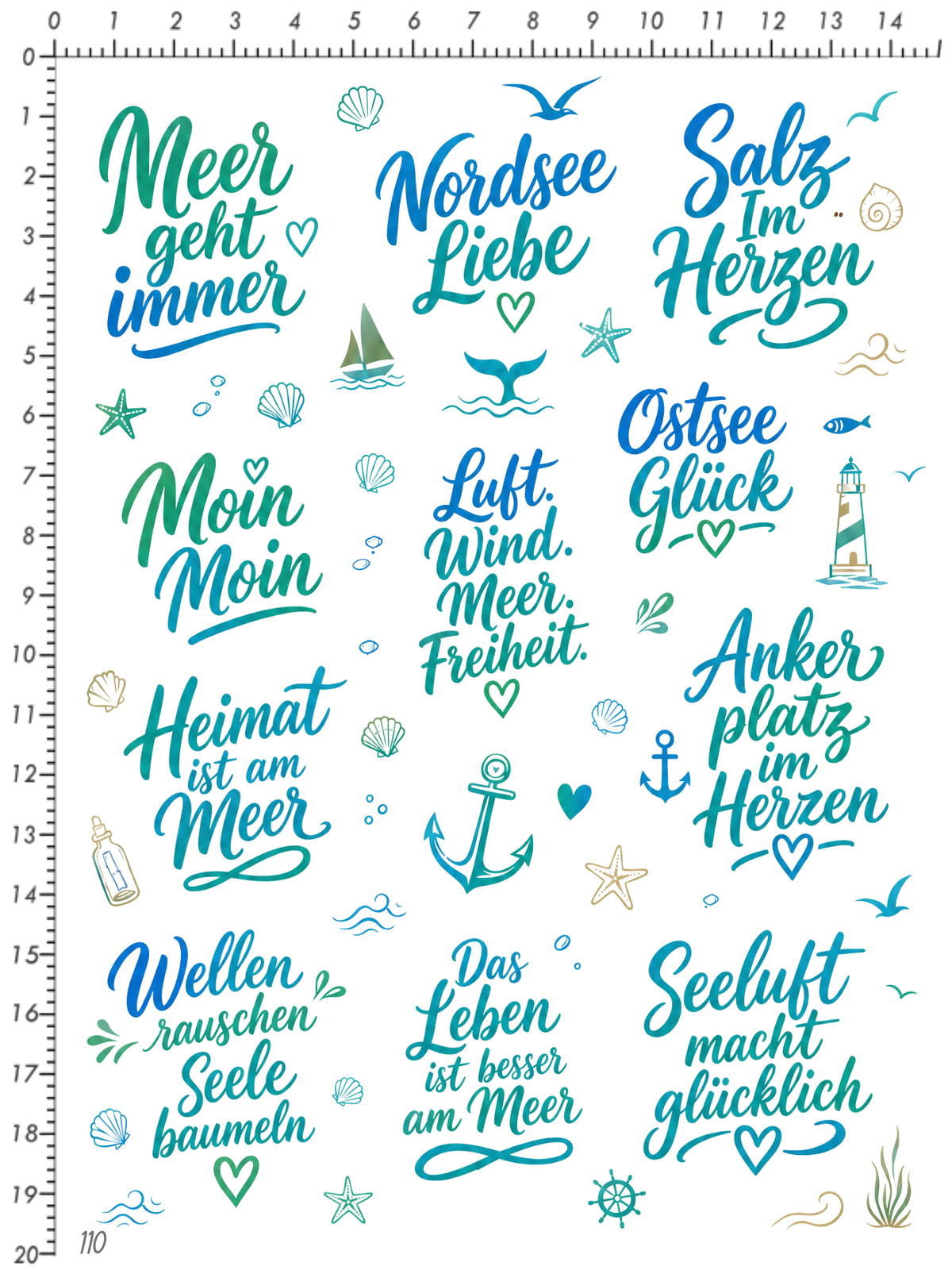 Rub On randlos •Sprüche Meer• •110•