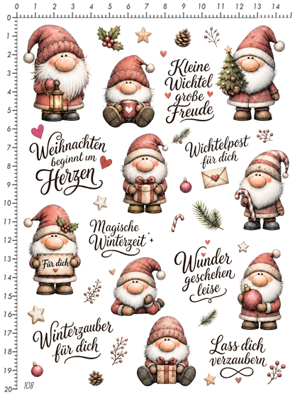 Rub On randlos •Weihnachtswichtel• •108•