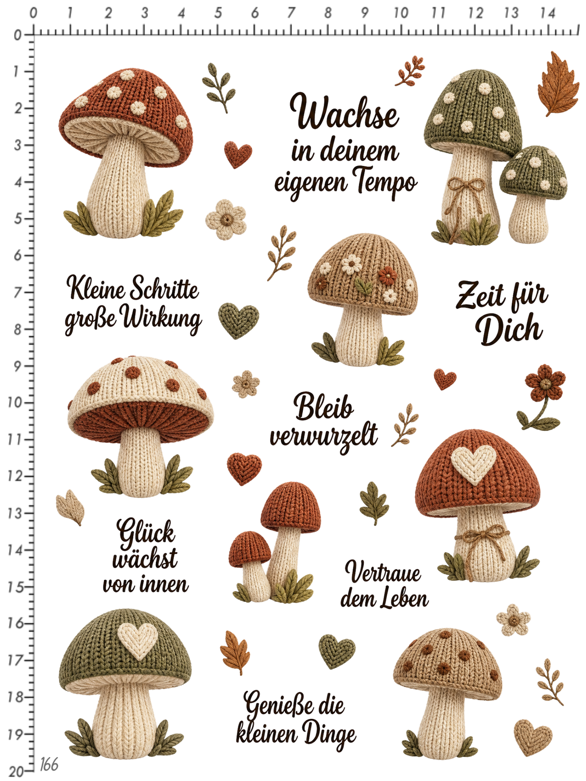 Rub On randlos •Strick Pilze• A5 Bogen  •166•