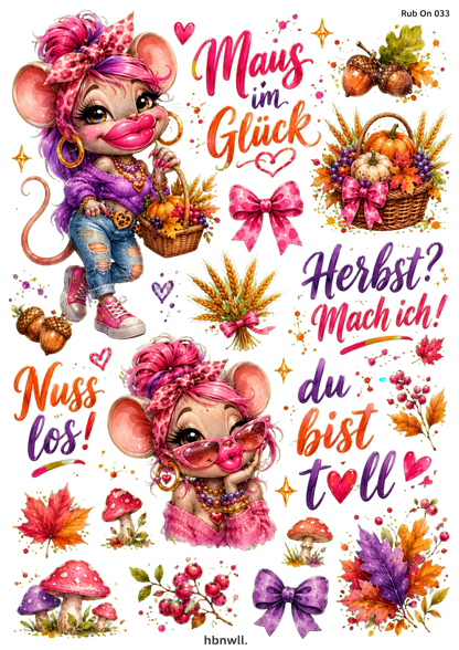 Rub On randlos •Herbst Maus• A5 Bogen