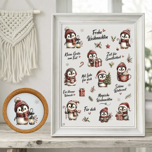 Rub On randlos •Winter Pinguin• •128•