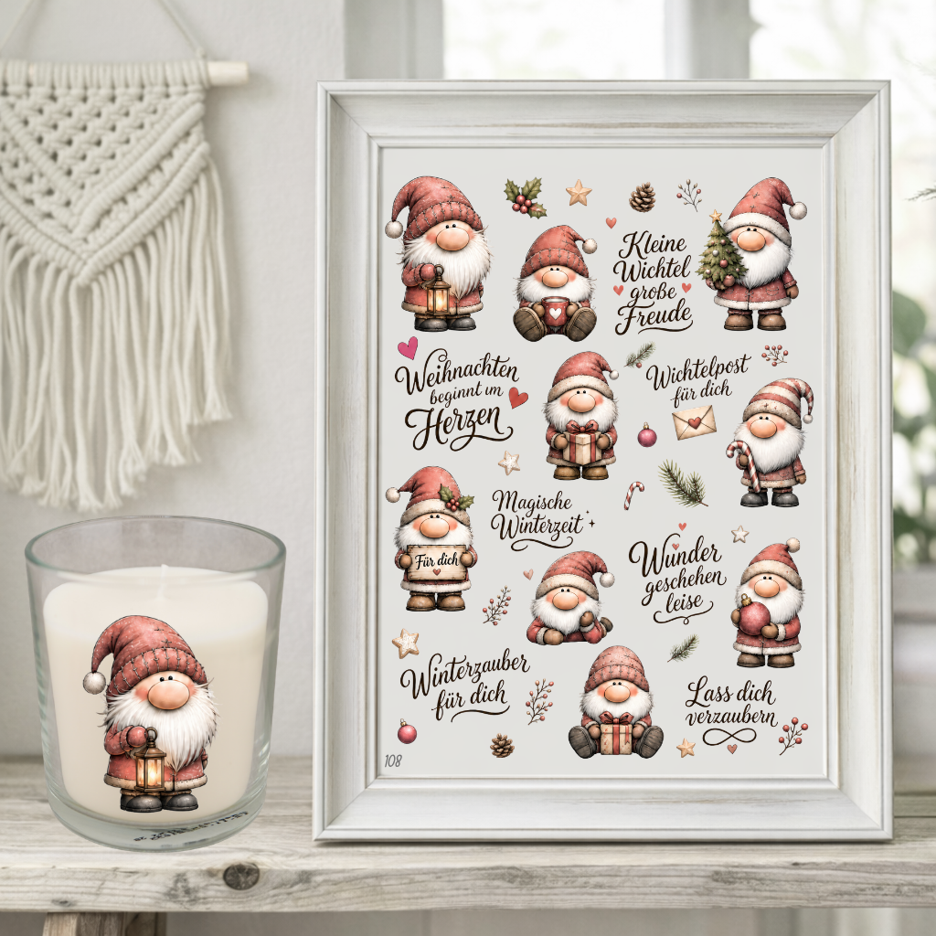 Rub On randlos •Weihnachtswichtel• •108•